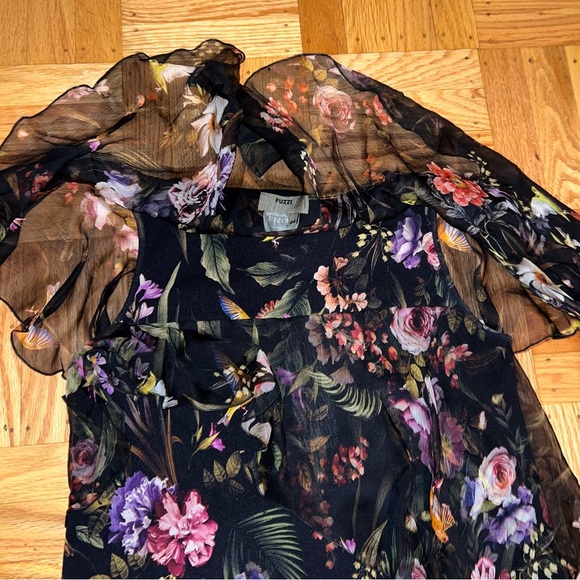 NWT Orig $595 Fuzzi Ruffled Floral Mesh Sleeveless Blouse Top Sz 44 M Gaultier - Picture 4 of 5